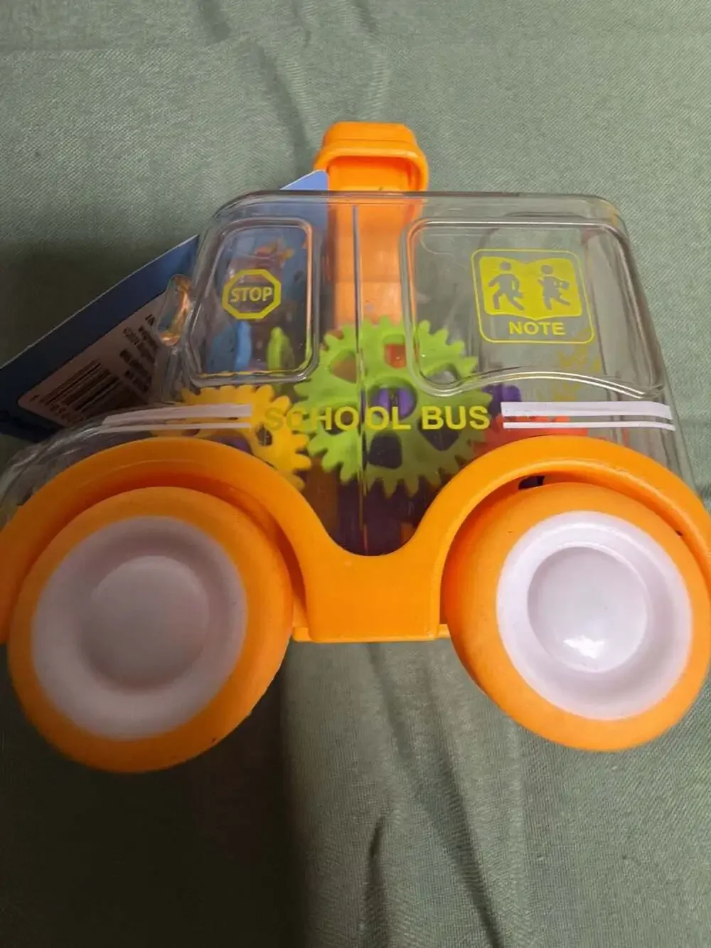Play Right Gear Car School Bus Transparent Press and Go Toy